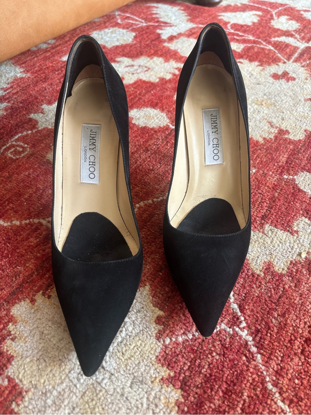Jimmy Choo Black Suede “Abel” Pointed-Toe Pumps